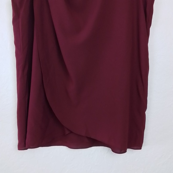 Alfani‎ Sleeveless Chiffon Blouse Women's Size 8 Burgundy Red Draped Front Top - Picture 4 of 12